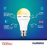 Aurora Emergency LED Light Bulb B22 | Rechargeable Backup 2 Pack
